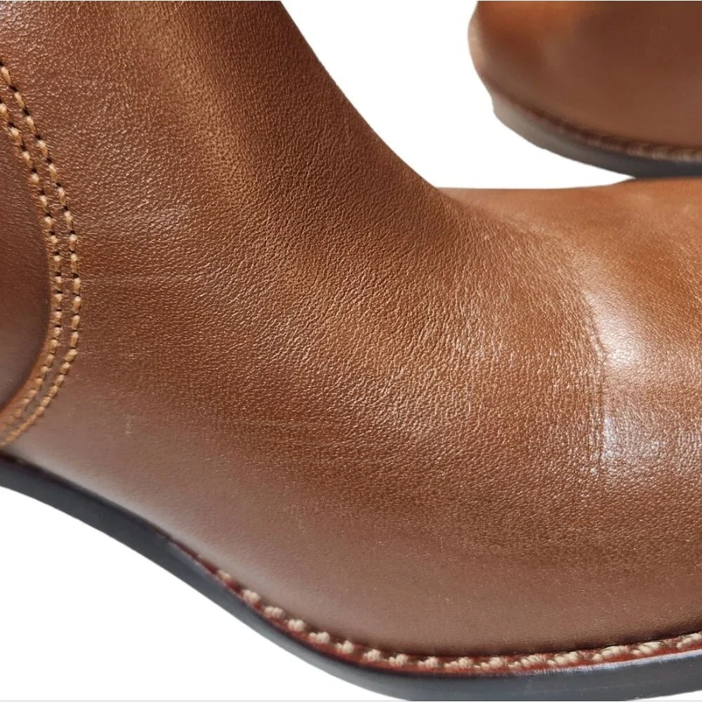 Coach Boots Saddle Leather Heel Gold Buckle‎ Brown Equestrian Boho Indie Lux 5.5